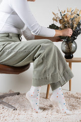 Bamboo compression stockings, Cream with dots