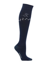 COMPRESSION STOCKINGS, WOOL AND COTTON, NAVY BLUE WITH DOG AND PAWS