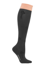 COMPRESSION STOCKINGS, WOOL AND COTTON, DARK GREY WITH FLOWERS