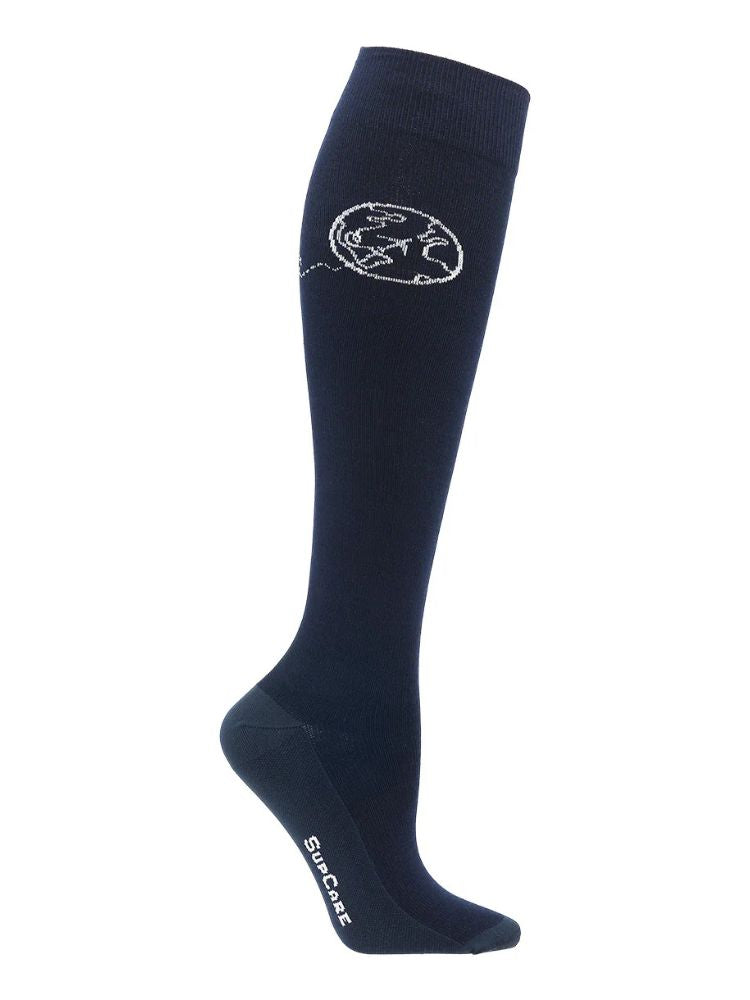 COMPRESSION STOCKINGS BAMBOO, NAVY WITH GLOBE AND AIRPLANE