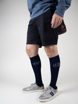 COMPRESSION STOCKINGS BAMBOO, NAVY WITH GLOBE AND AIRPLANE