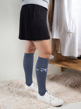 COMPRESSION STOCKINGS BAMBOO, BLUE GREY WITH AIRPLANE