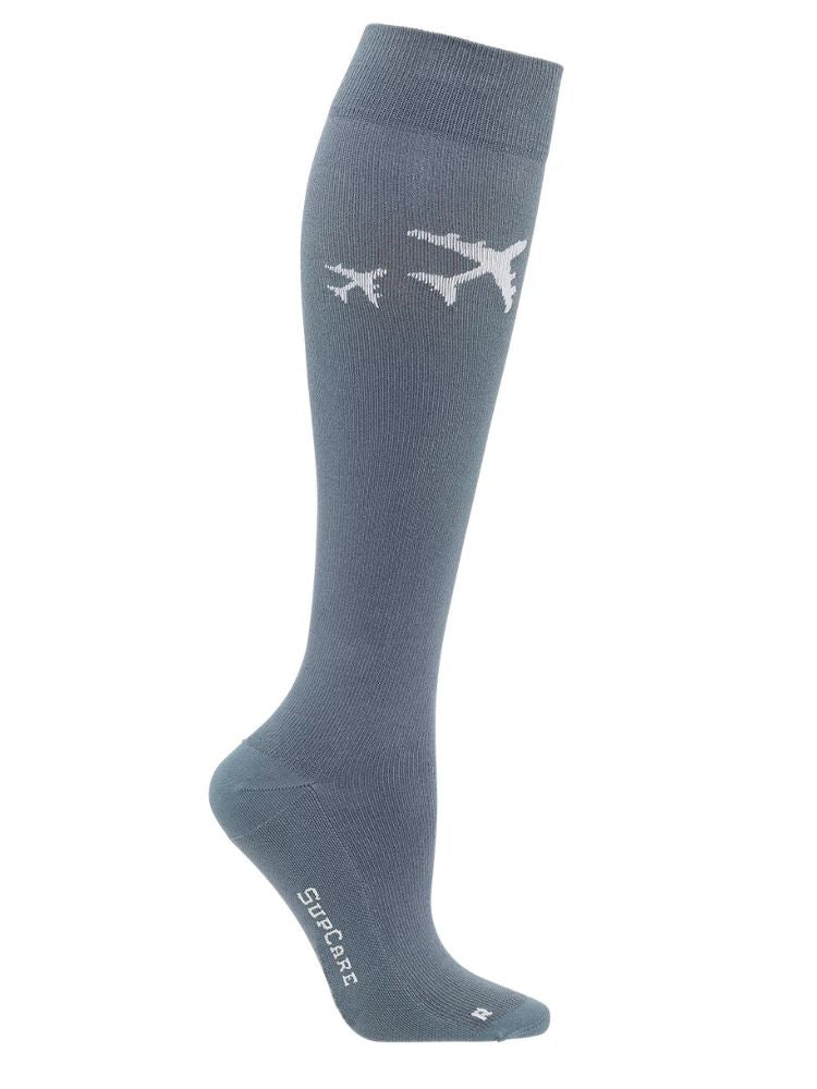 COMPRESSION STOCKINGS BAMBOO, BLUE GREY WITH AIRPLANE