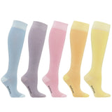 Giftbox 5 Pairs Compression Stockings Bamboo, Rib Weave, Pastel