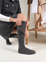 Compression Stockings Cotton, Grey with dots and swallows