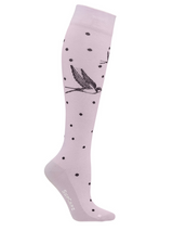 Compression Stockings Cotton, lilac with dots and swallows