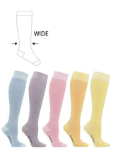 Giftbox 5 Pairs Compression Stockings Bamboo, Rib Weave, Pastel, WIDE CALF