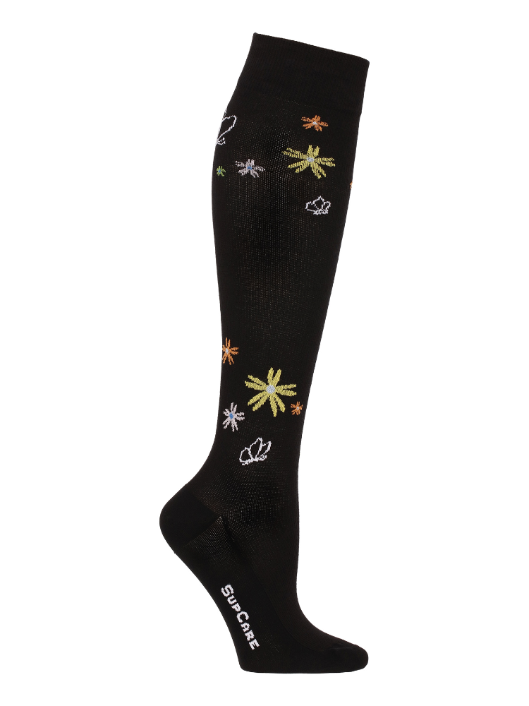 Medical Compression Stockings Class 2, Black with Butterflies