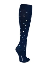 Compression Stockings Bamboo, Navy Blue with Dots