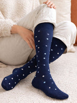 Compression Stockings Bamboo, Navy Blue with Dots