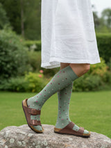 Compression Stockings Bamboo, Green with Dots