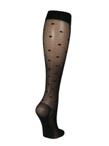 SupCare Nylon Compression Stockings, Black with Small Hearts