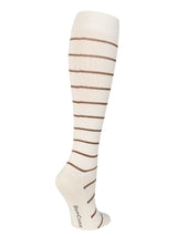 SupCare Compression Stockings Cotton, Creme/Noisette Striped