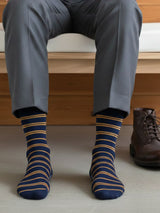Compression Stockings Bamboo, Navy/Arancio Striped