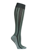 Compression stockings cotton, green stripes