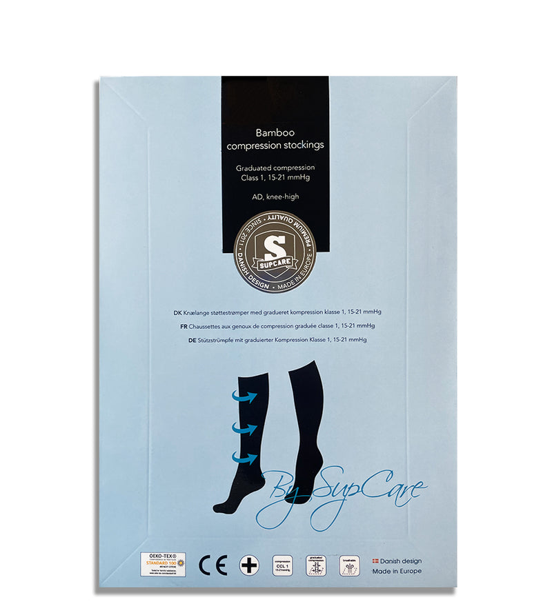 Compression stockings bamboo, black, Wave