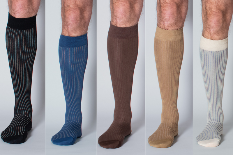 Giftbox 5 Pairs Compression Stockings Bamboo, Rib Weave, EARTH