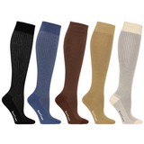 Giftbox 5 Pairs Compression Stockings Bamboo, Rib Weave, EARTH