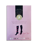 Nylon Compression Stockings, Black with Flowers