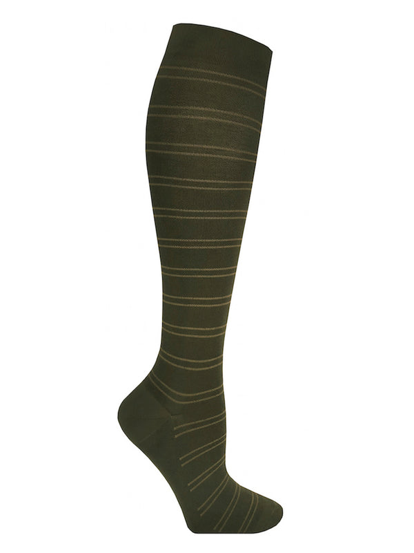 Meryl Skinlife compression stockings, green with stripes