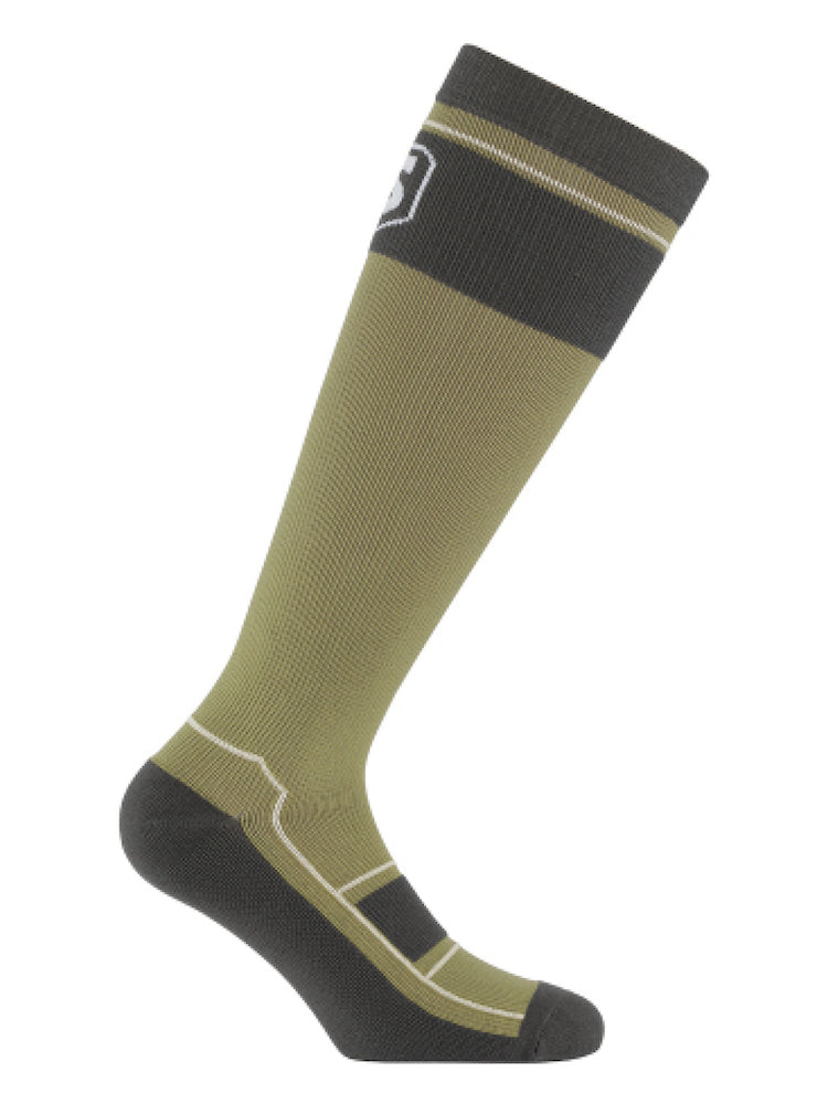 Sports compression socks, forest green with grey details
