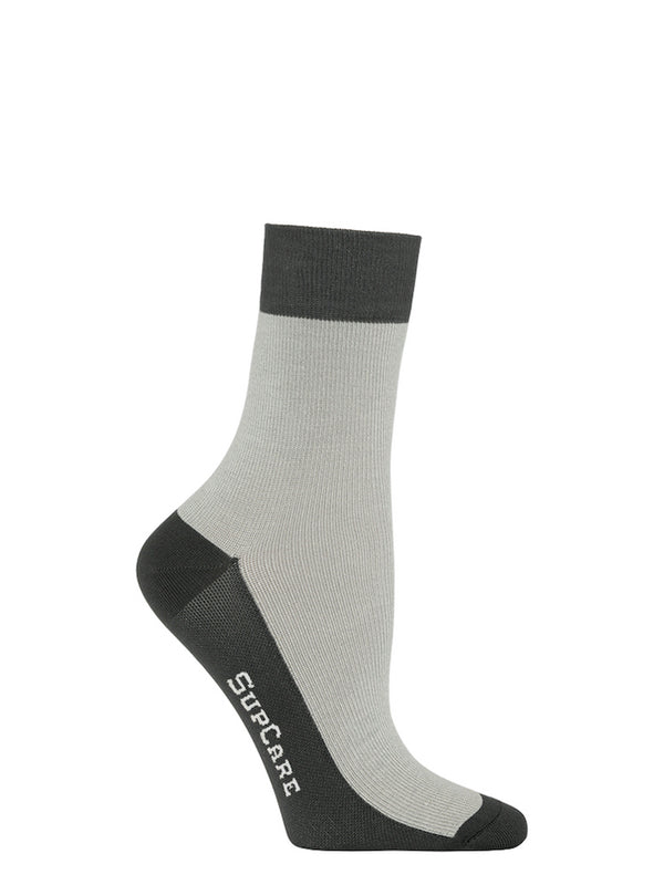 Wool compression crew socks, grey and dark grey