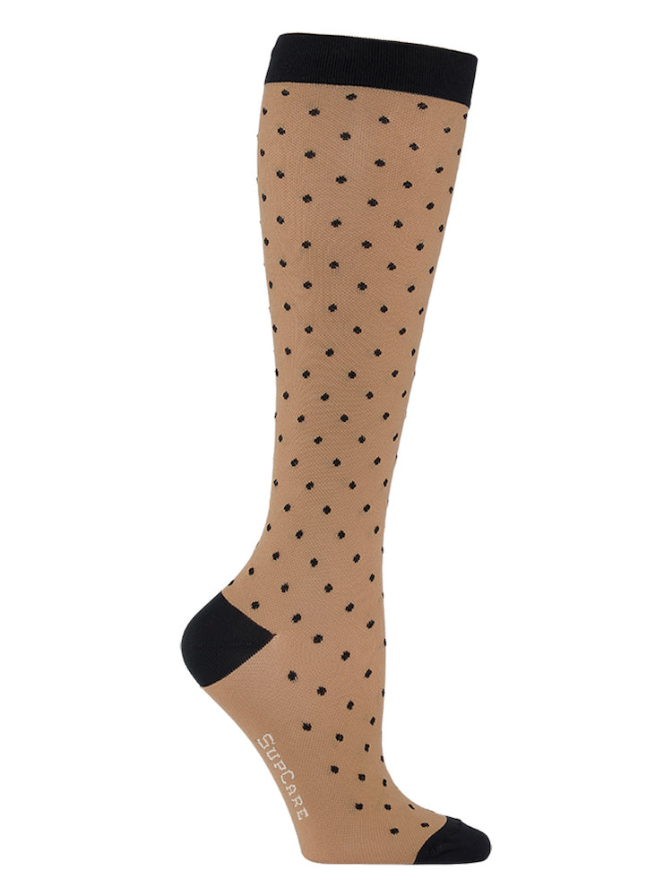 Meryl Skinlife compression stockings, beige with black dots
