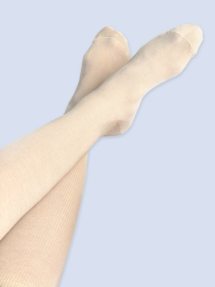 Cotton compression stockings, beige