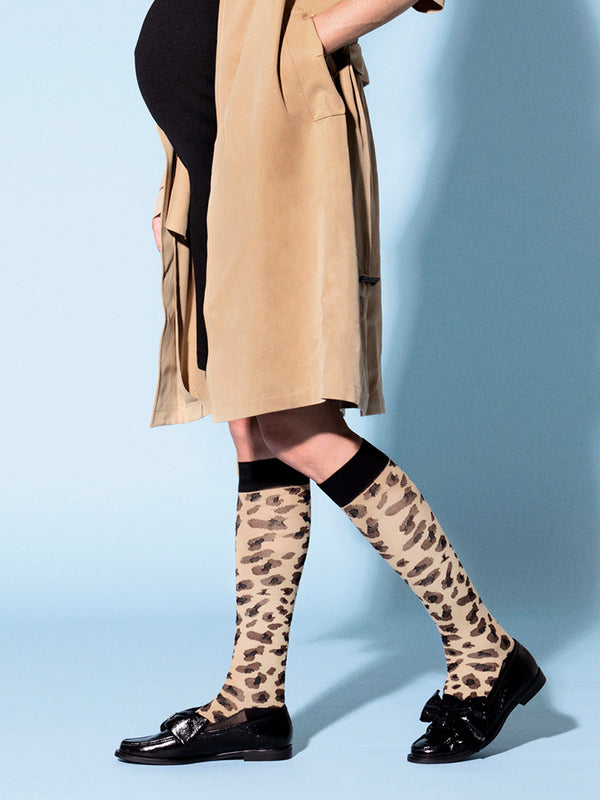 Cotton compression stockings, leopard