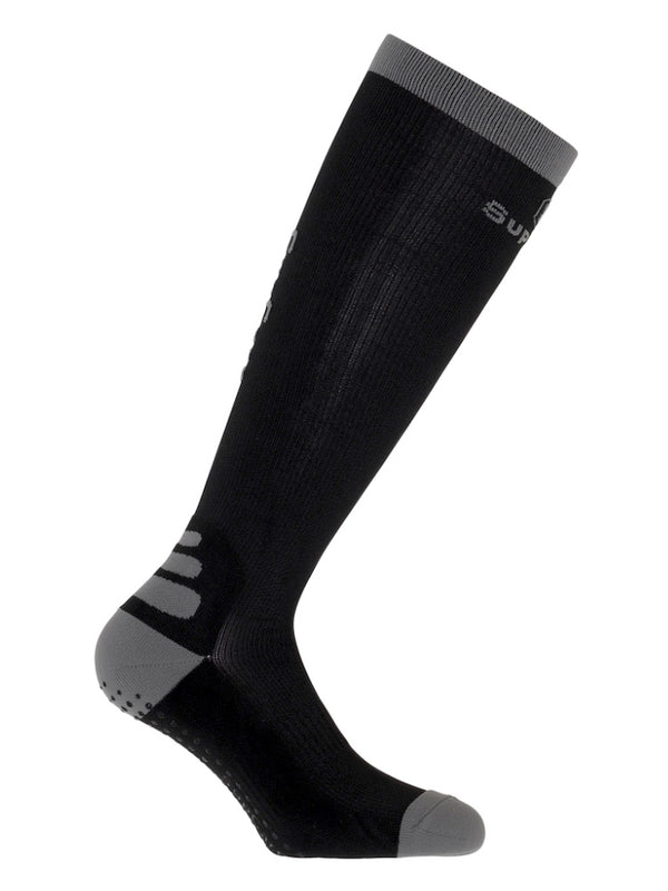 Sports compression socks with SoftAir, grip sole, black