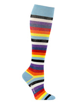 Cotton compression stockings, with rainbow stripes