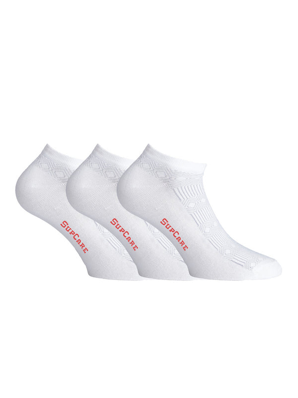 Bamboo ankle socks, 3 pairs, white Marocco pattern