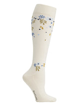 EcoCotton compression stockings, flower shower, off white