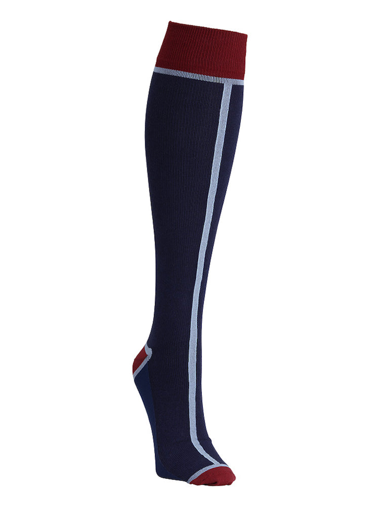 EcoCotton compression stockings, Pierre stripe, navy with blue stripe ...