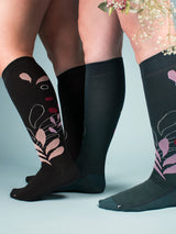 EcoCotton compression stockings, Wide leg, Botanic garden, black