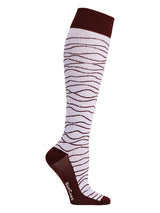 Wool compression stockings, lilac with burgundy waves