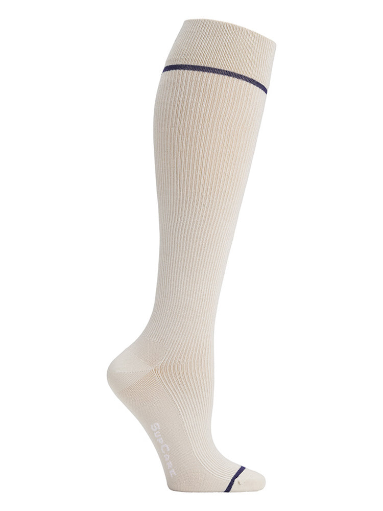 Wool and bamboo compression stockings, beige
