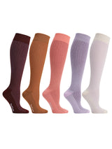 Bamboo compression stockings, gift box with 5 pairs, Wide leg, rib weave FLOWR colours