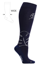 EcoCotton compression stockings, Wide leg, Monstera, navy blue