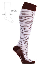 Wool compression stockings, Wide leg, pink with burgundy waves