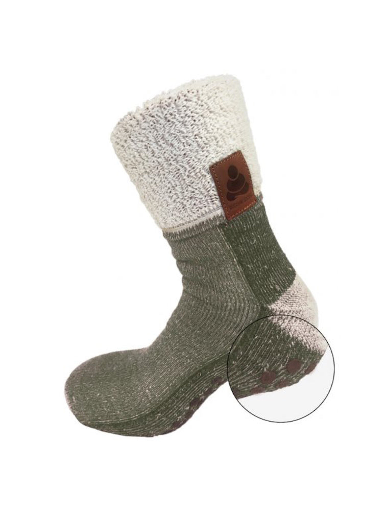 Buddha Socks with grip sole, forest green
