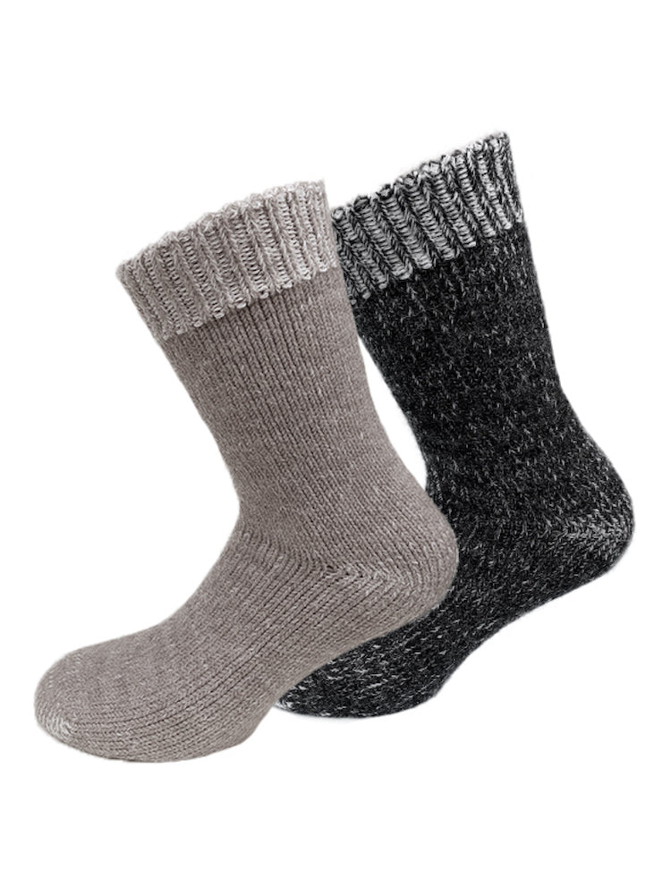 Alpacca socks, 2 pack, beige and black