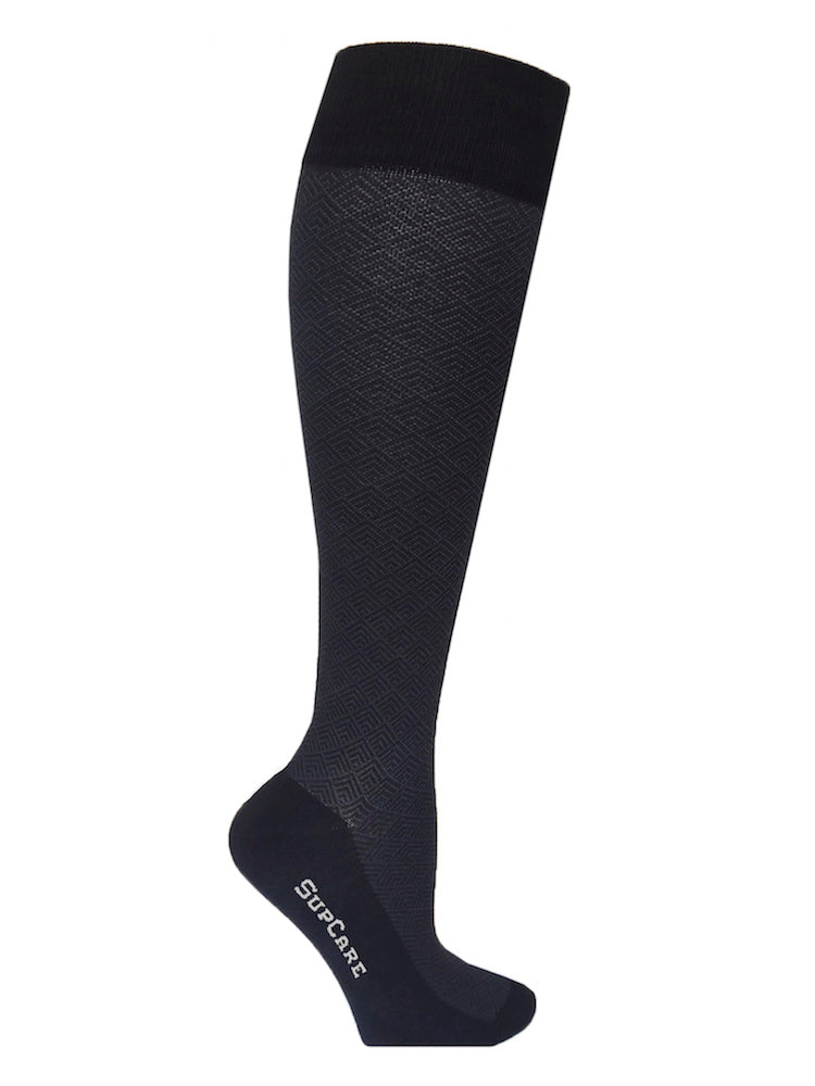 Bamboo compression stockings, black with grey pattern