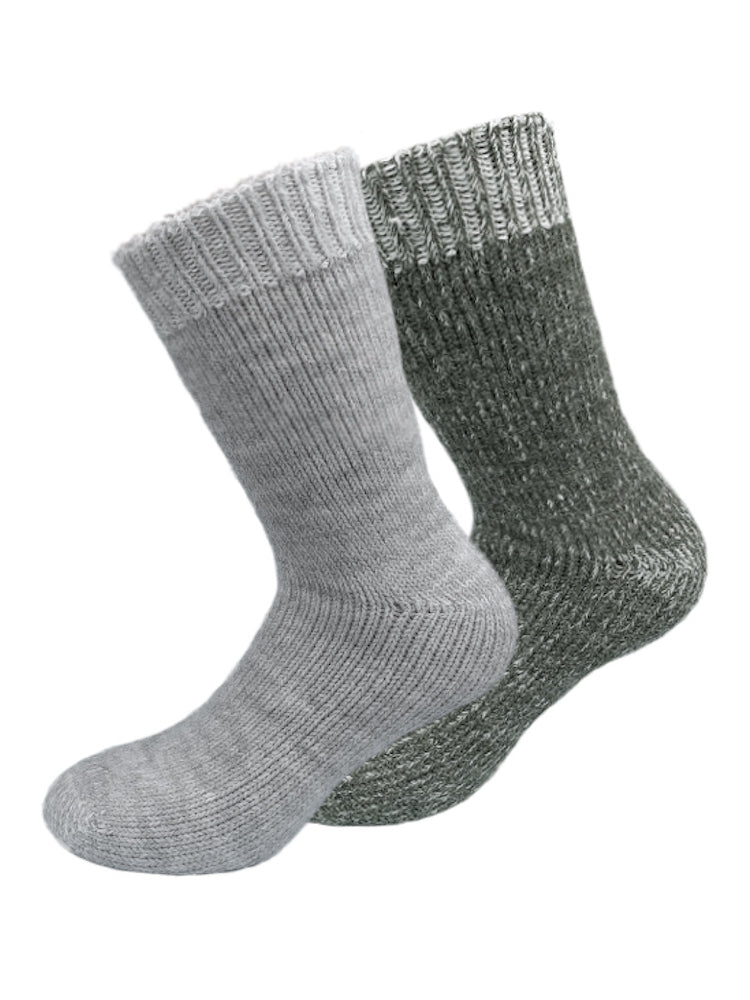 Alpacca socks, 2 pack, grey and green