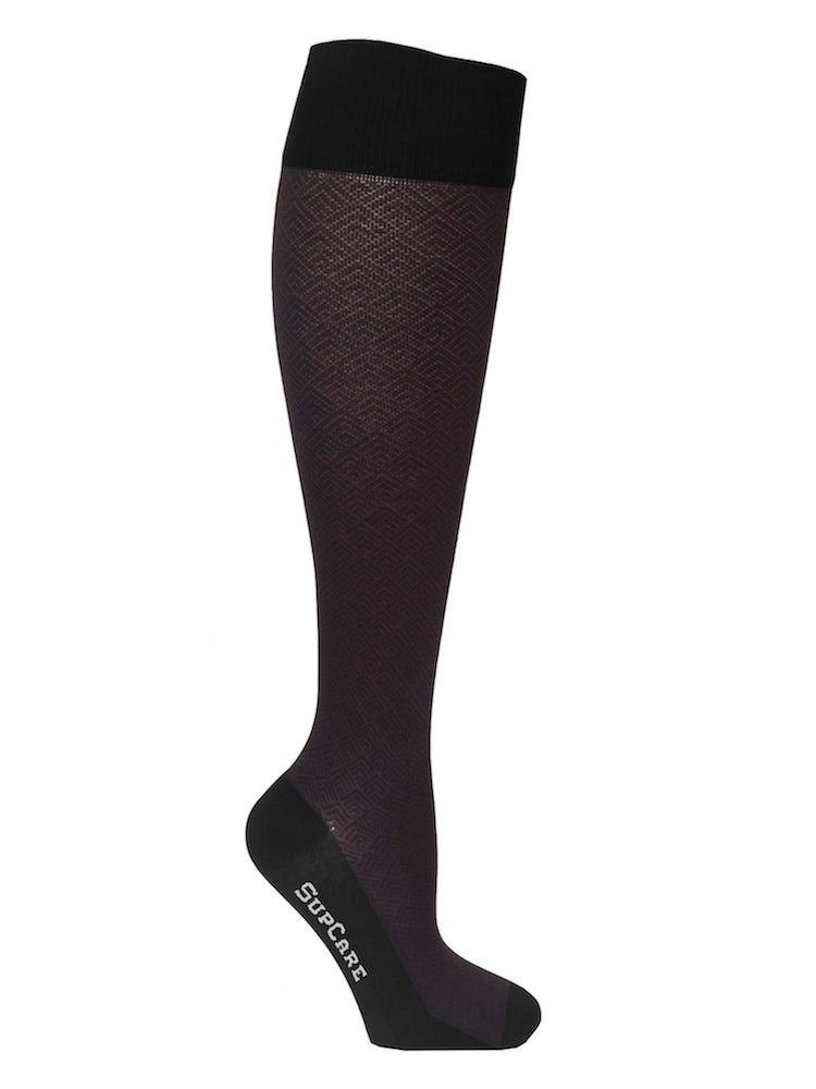 Bamboo compression stockings, black with brown pattern