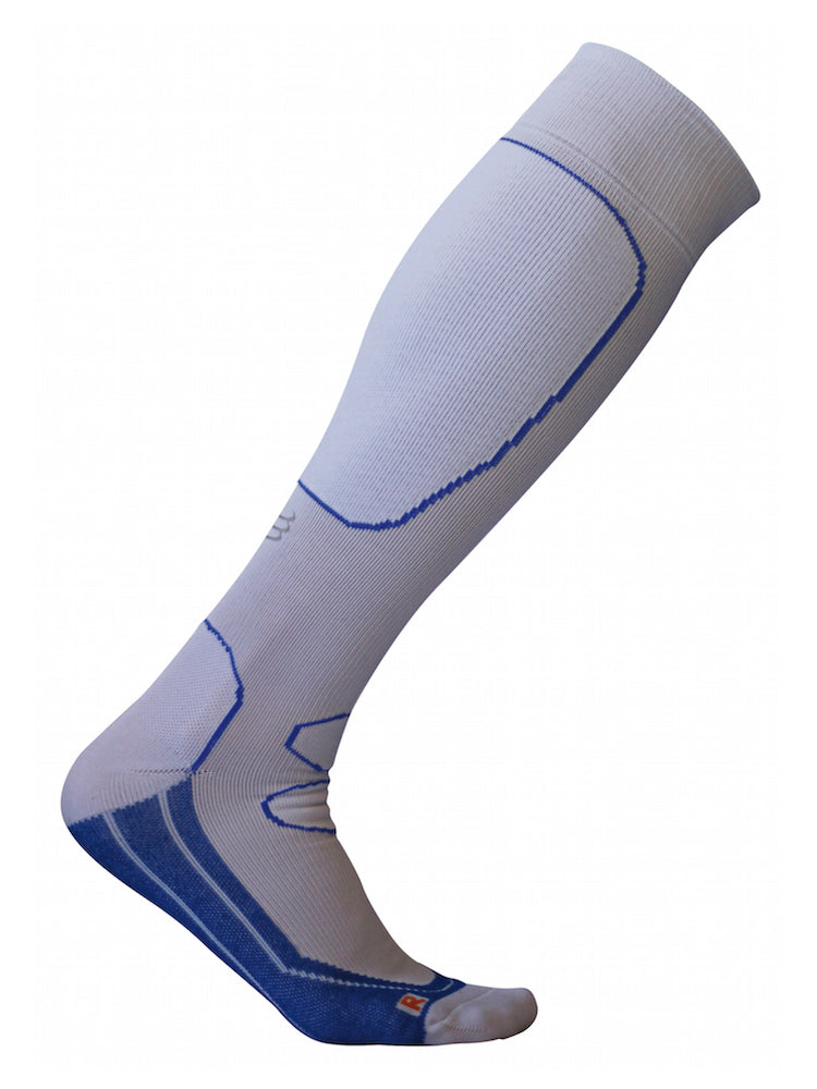 Sports compression socks, Recovery, white with blue details