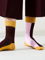 Bamboo compression crew socks, pink/bordeaux