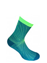 Sports compression crew socks, Cooling Knit, blue and green