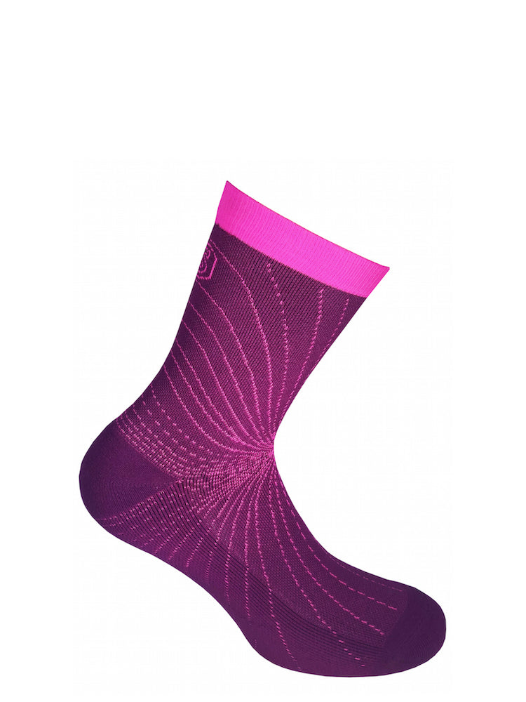 Sports compression crew socks, Cooling Knit, purple and pink