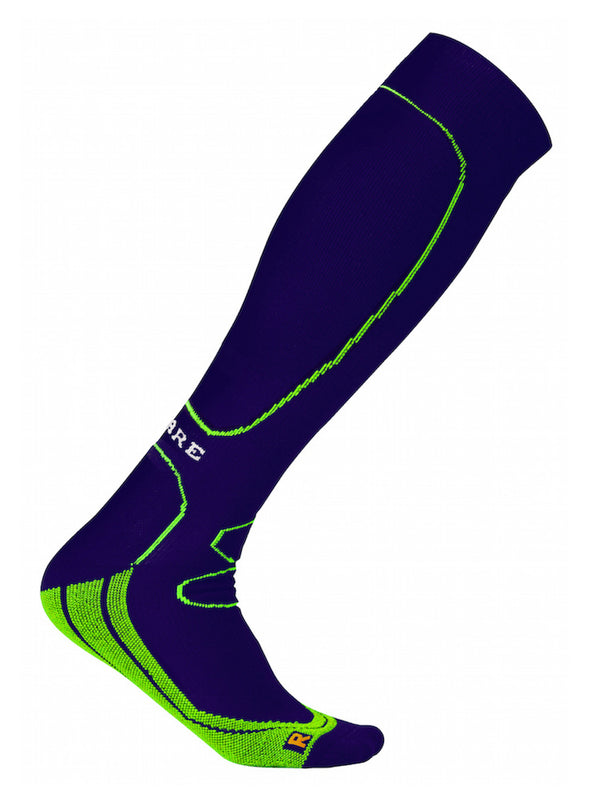 Sports compression socks, Recovery, blue with neon green details